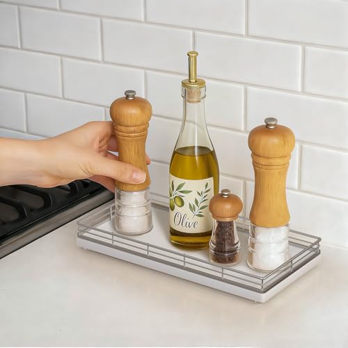 Bathroom Vanity Tray for Countertop, 12" x 6" Oak Wood Toilet Tank Tray - color: Silver, size: 12" x 6" x 1.5"