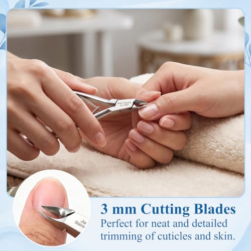 Lothee 2 Pcs 3mm Cuticle Nippers Trimmer with 100 Sterilizer Pouch, Sliver - color: Sliver