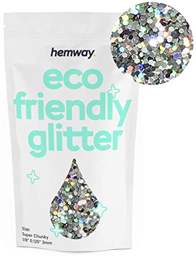 Hemway Biodegradable Glitter Silver Holographic 3.5oz Super Chunky - color: Silver Holographic, size: Super Chunky (1/8" 0.125" 3mm)