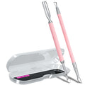 2PCS Pink Cuticle Pusher Tool and Scraper Nail Pusher - color: Pink