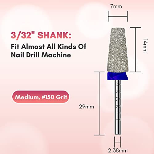Makartt Electric Nail Drill Bits: Tapered Barrel Carbide Diamond Bit M #150 - size: Diamond Tapered Bit-M
