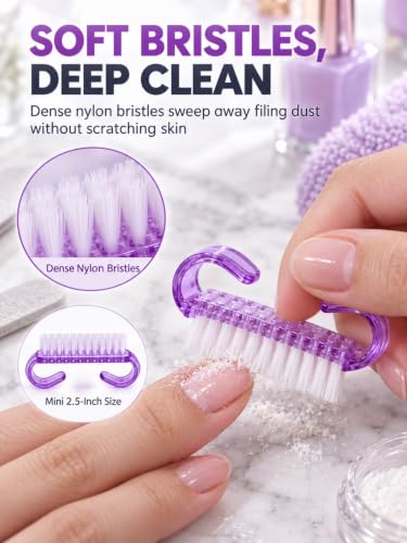 Nail Brush 4-Pack Stiff Bristle Fingernail Scrubber Cleaner Handle Grip