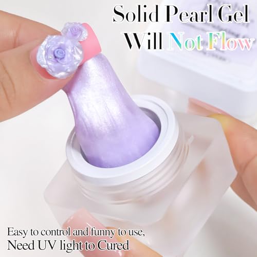 Double Rhythm 3D Nail Gel Pearl Solid Sculpting for Nail Art Non-Sticky Hard for Building Carving Molding Extension Soak Off UV/LED Nail Art Salon Home DIY 0.5 Oz (Purple-Silk 05) - color: Purple