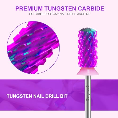 3/32" Large Smooth Barrel Safety Nail Drill Bit for Gel & Acrylic Removal - color: Purple L-S Barrel, size: 3XC