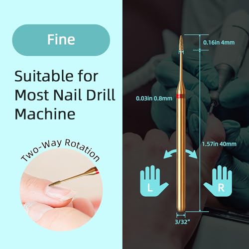 1mm Mini Cone Cuticle Clean Nail Drill Bit, Titanium Series Russian Diamond Nail Bits Professional Safety Under Nail Cleaner for Cuticle Dead Skin, Electric Nails Accessories, Fine - color: 1mm Mini Cone Cuticle Bit, size: Fine - F