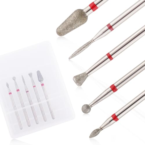 QUNZHAO 5Pcs Diamond Nail Drill Bits sets (RED (Fine) B03 set) - color: RED (Fine) B03 set