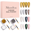 MelodySusie 4Pcs Chrome Nail Powder for Gel Nails - color: White Aurora Gold Silver