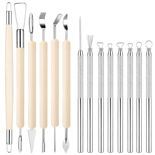 14Pcs Clay Sculpting Tools Kit, Ceramic Clay Ball Stylus Dot Painting Tools, Air Dry Clay Tools Set for Carving, Dotting, Embossing, Shaping, Molding, Pottery Crafts, Nail Art, Rhinestone, Rock - color: 14PCS