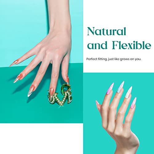 Beetles Gel Nail Tips Clear, Stiletto Medium, 500Pcs 10 Sizes Pre-Shaped - color: Medium Stiletto 500pcs (Clear)