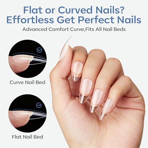 Modelones Medium Almond Nail Tips 360pcs Pre-etched Clear Press On Nails - color: A2-Medium Almond