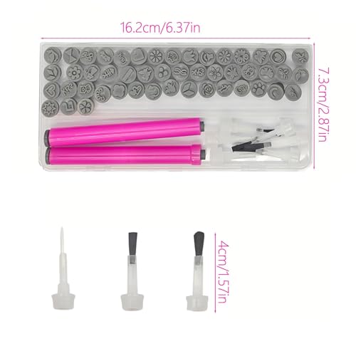 56PCS Nail Art Stamp Pen Set, 48 Designs, 6 Brush Heads, for Beginners