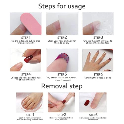 MAGLFELL Salon Press On Nails - 3D Almond Handmade Unique French Fake Nails, Thick Acrylic and Muti-Layer Gel False Nails, Reusable Gel Cured Durable press ons (Size S) - color: 145, size: S