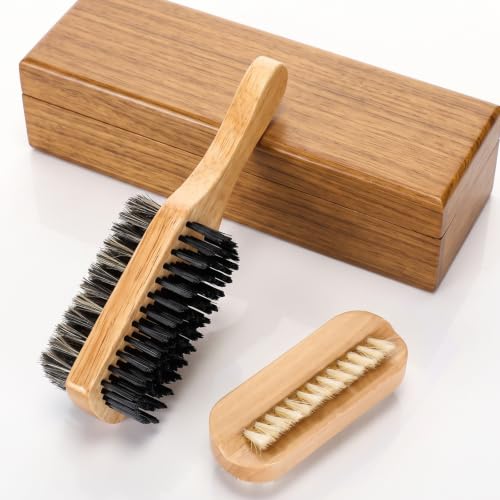 2 Pcs Nail Brush for Cleaning Fingernails, Wood Boar Bristles Fingernail Brush for Cleaning Nails Toenails for Men Women, Dual Sided for Regular Manicure Nail Care Hygiene