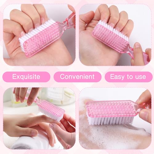 Patelai 15 Pieces Nail Brush Handle Grip for Fingernail Toe Scrub Cleaning - color: Pink