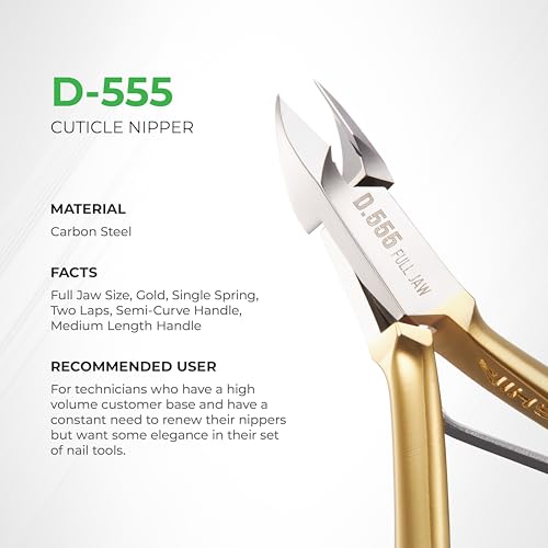 Hard Steel Cuticle Nipper D-555 - Kem Nghia - color: Gold - 1 Spring