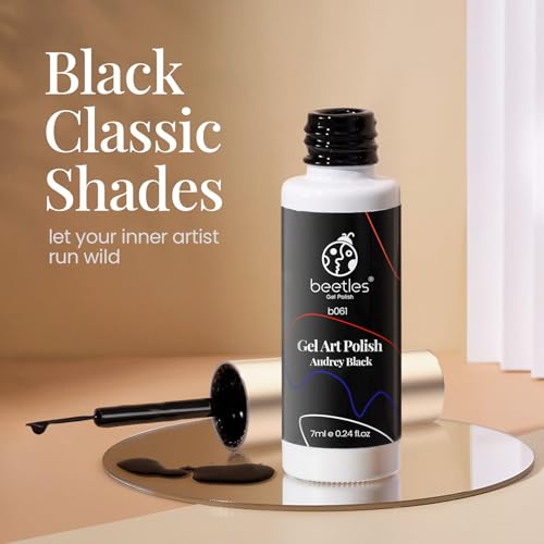 beetles Gel Polish Liner Gel Nail 7ml Classic Black Gel Polish Art Paint - color: B - Black -1