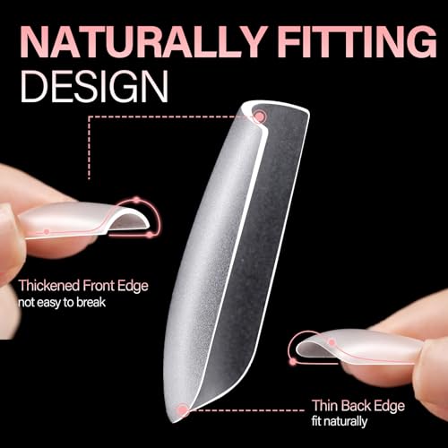 AILLSA Medium Square Nail Tips 450PCS Full Cover Nail Tips Matte Acrylic