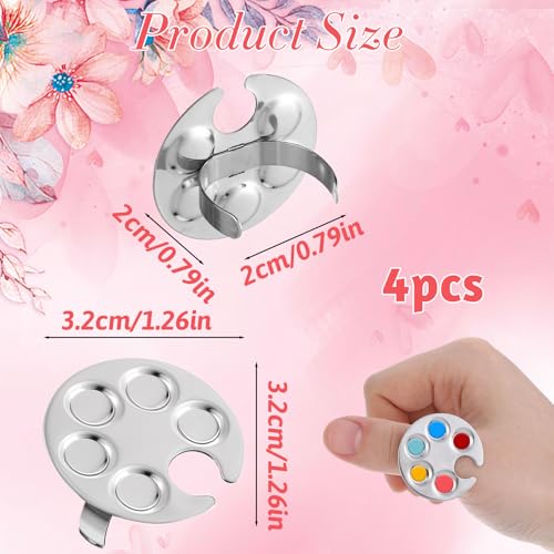 4 Pack Mini Nail Art Palette, Nails Rings Palette, Finger Rings Metal Manicure Palettes Tools, Nails Polish Mixing Plate, Gel Palettes Manicure for Nail Art Display - color: A