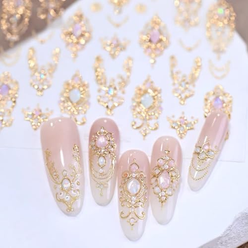 5D Embossed Gold Nail Stickers Scepter Gem Nail Art Stickers - color: Palace Style