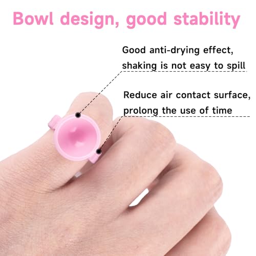 G2PLUS 100PCS Pink Disposable Plastic Nail Art Tattoo Glue Rings Holder Eyelash Extension Rings Adhesive Pigment Holders Finger Hand Beauty Tools (Pink) - color: PinK