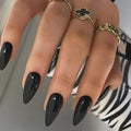 Black Acrylic Press on Nails Almond Shaped Medium Fake Nails - color: 18-Black