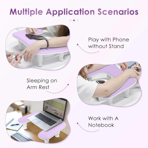 Manicure Arm Rest for Nails Tech: U-shaped Adjustable Nail Armrest - Purple PU Leather Hand Stand Rest for Manicurists - color: Purple-U2