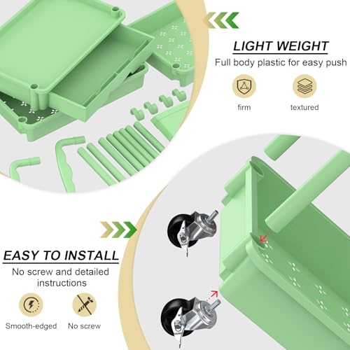 Goovilla 4 Tier Rolling Utility Cart Organizer with Removable Drawer, Green - size: 4 Tier, style: Green