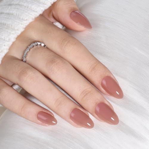 Nude Press On Nails Almond - Nude Nails Short Fake Nails - color: 1A - Classic Nude