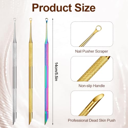 Dual Ended Cuticle Remover, Pre-treatment Cuticle Pusher with Loop Cuticles Pushers, Cuticles Remover Tool, Dead Skin Removing Manicure Tools