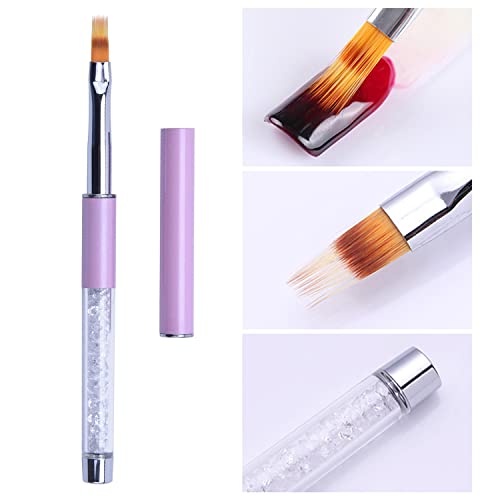 5Pcs Ombre Nail Brush Nail Detail Brush Nail Art Brushes Nail Design Brushes Nail Painting Liner Brush for Acrylic Nails Thin Nail Pen Nail Art Tools - color: yellow, purple, rose gold