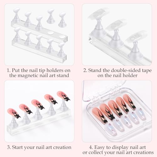 Nail Stand Magnetic Nail Holder for Painting Nails Nail Stands for Press-On - color: White