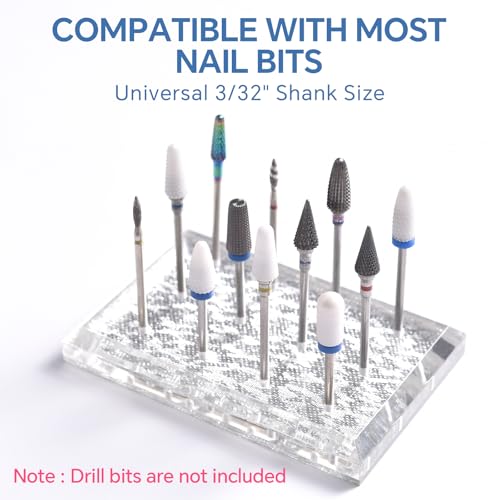 Nail Bit Holder 12 Holes Nail Drill Bit Holder Display Organizer - color: 1Pcs Transparent - 12 Holes