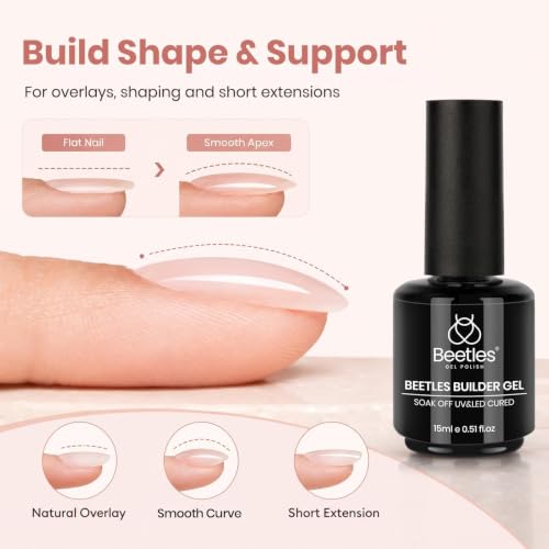 Beetles Builder Gel for Nails, 8 in 1 Natural Nude Translucent Color - color: 1- B - Natural Nude