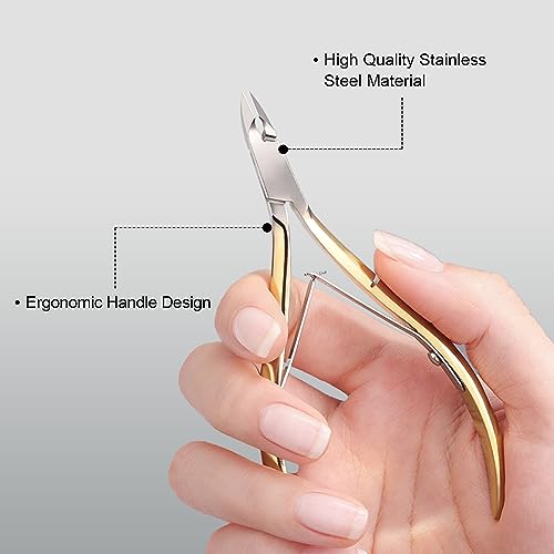 GAOY Professional Cuticle Nippers, Stainless Steel Cuticle Trimmer Nail Clippers, Remover Macicure Tool for Fingernails and Toenails, Gold - color: Gold