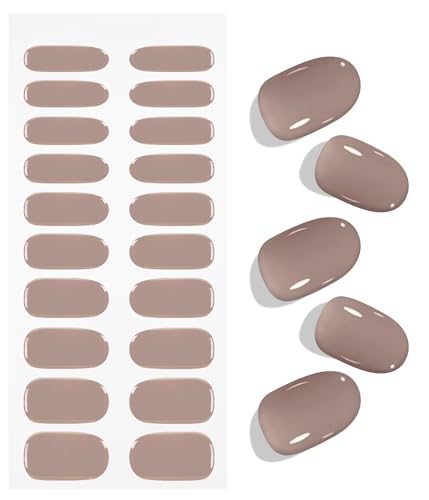 JMEOWIO Semi Cured Gel Strips Nail Art Sticker Wrap Coffee - color: Coffee