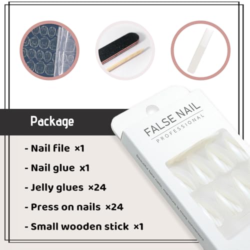 Chrome White Acrylic Press on Nails Almond Medium Fake Nails - color: 07-Chrome White