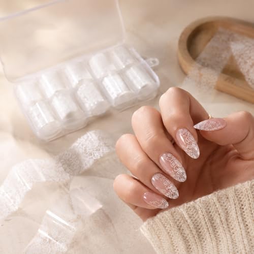 20 Rolls White Lace Nail Foil Transfer for Gel Acrylic