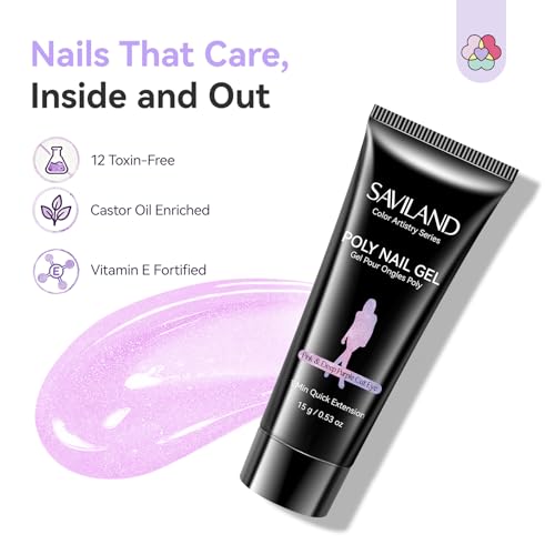 Saviland Hema-Free Poly Gel, 6 Colors Cat Magnetic Eye for 28-Day Lasting - color: 03- 6 Colors Galactic Blue-Violet Shimmer