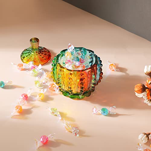 Joeyan 6 oz Colorful Embossed Glass Jars with Lid - Crystal Glass Candy Dishes - Iridescent Candy Jars Jewelry Box for Wedding, Party, Buffet Decorative - color: Colorful-2