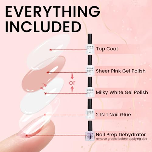 AILLSA Nail Extension Kit Short Almond Nail Tips 240pcs for Starters