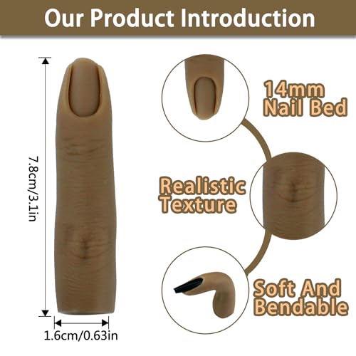 Silicone Fake Finger to Practice Fake Nails, Bendable Nail Practice Fingers Hand, Silicone Practice Fingers for Acrylic Nails,Life Size Nail Training Finger for DIY Nails(Color 2) - color: 2# Silicone Finger