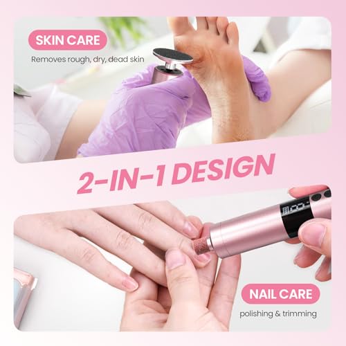 2-in-1 Electric Callus Remover for Feet Professional Pedicure Manicure Tool - color: Pink 9 Speed