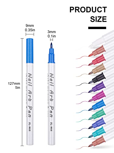 12 Color 3D Nail Art Pens Kalolary Nail Art Markers Graffiti Dotting Pen - color: E
