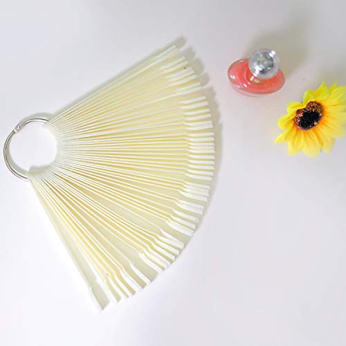150 Tips Natural Nail Swatches Sticks Nail Art Supplies for Nail Art Polish Display and Home DIY, Nail Sample Practice Tips Color Board Art Accessories with Ring