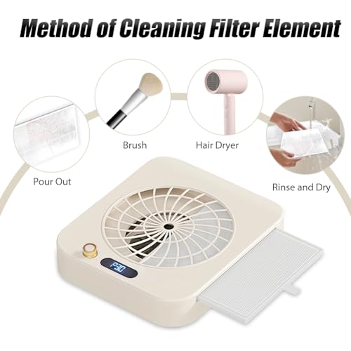 Tiiyee Nail Dust Collector, 4300RPM Adjustable Suction Fan Reusable Filter