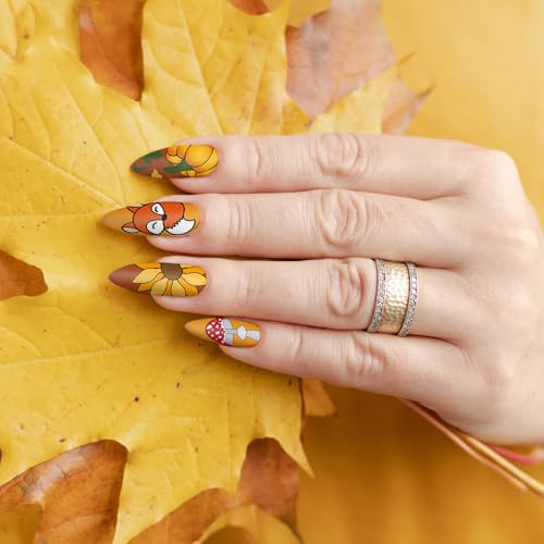 JarThenaAMCS Fall Nail Stamping Plates Set, Pumpkin Leaf Gnome - style: Fall