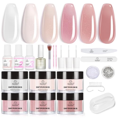 Beetles Jelly Dip Powder Nail Kit, 6 Colors Dip Nails Powder Starter Kit - color: 6 Colors x 10g | Nude Layers