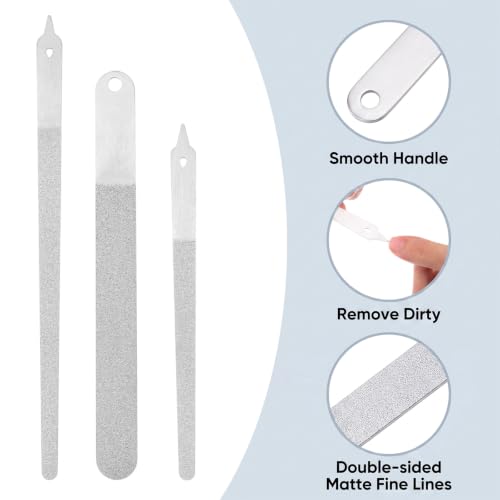 3pcs Metal Nail Files Stainless Steel Emery Board Diamond Nail File Set