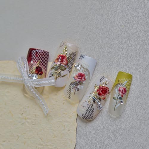 5D Embossed Nail Stickers, Premium Salon-Quality Self-Adhesive 3D Nail Art Decals, Refined Classic Designs for Easy DIY Manicure (Classic Rose) - color: Classic Rose