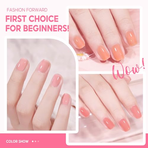 COSCELIA Jelly Gel Nail Polish 22 Colors with 3PCS Base Top Coat Translucent Pastel Nude Pink Green U V Gel Polish Soak Off Nail Gel Kit for Salon Home Nail Art - color: 21 Colors Jelly Gel Nail Polish 01